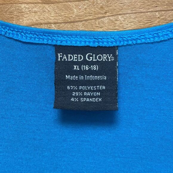 NWT Faded Glory Blue Dress V-Neck Empire Waist Women’s size Large XL Polyester - Picture 3 of 7